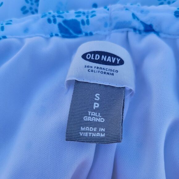 Old Navy White Blue Sleeveless Split V-Neck Geometric Print Shift Dress Size S - Picture 12 of 15